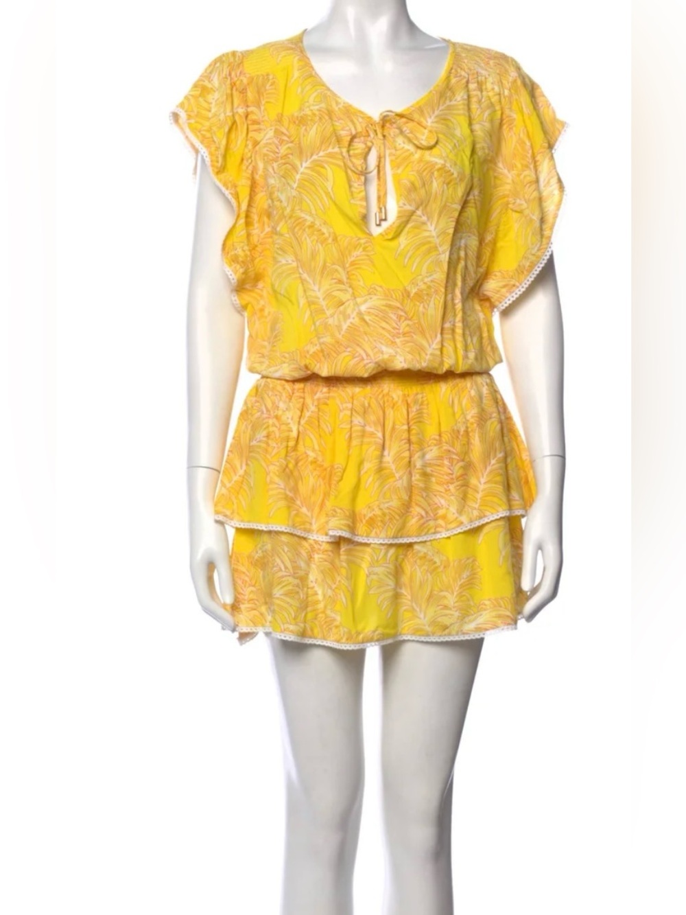 Melissa Odabash  Keri  Yellow Tropical Print Dress